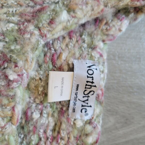 NorthStyle Womens Multicolor Textured Knit Mohair Blend Sweater Size L - Picture 4 of 4